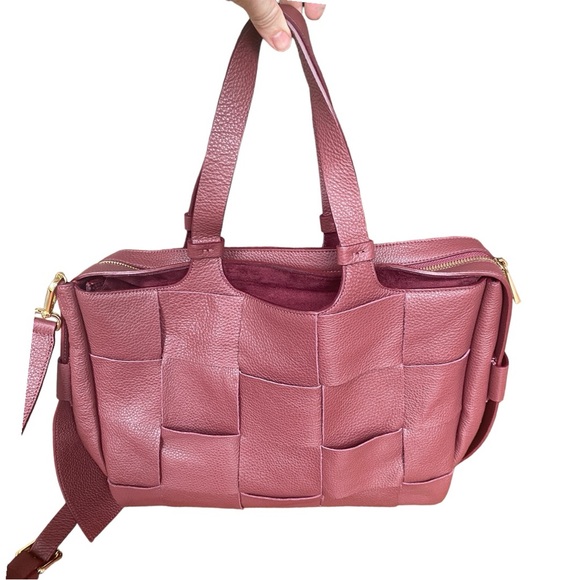 LIA NUMA Made In Italy Burgundy Leather Triple Compartment Satchel - Picture 7 of 17